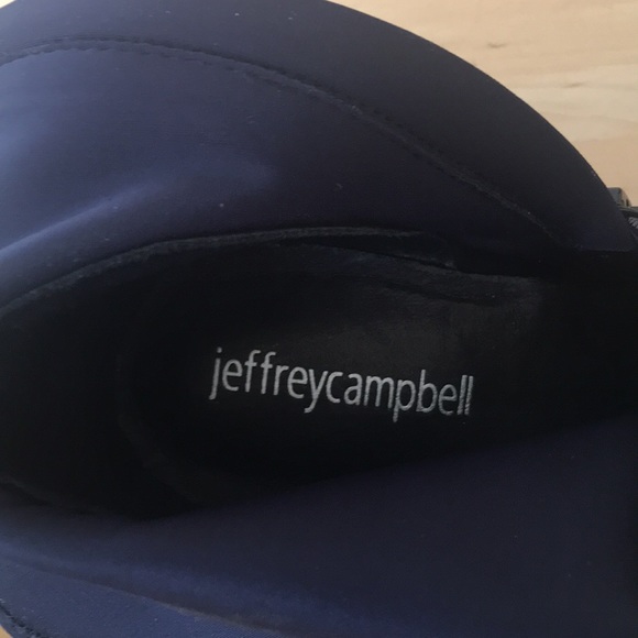 Jeffrey Campbell Dark Navy Pointed Toe Sock Ankle Boots - Picture 7 of 8